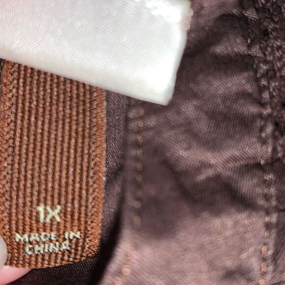 Vintage Brown Semi Sheer Cotton Prairie Boho Tunic Top 1X - Picture 11 of 13